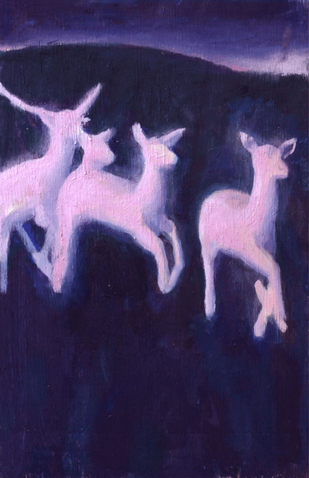 LES BICHES II Huile sur bois, 44x29cm 2024