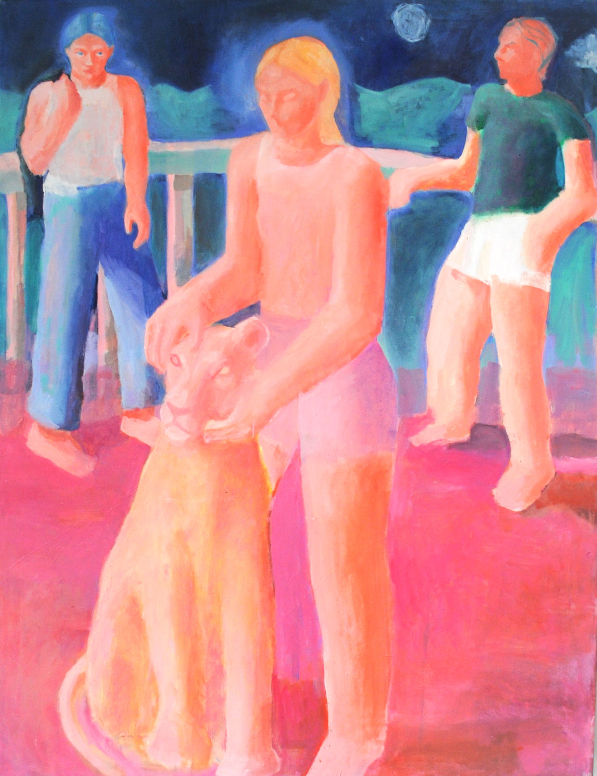 LA FEMME À LA LIONNE Huile sur toile, 116x89cm 2024